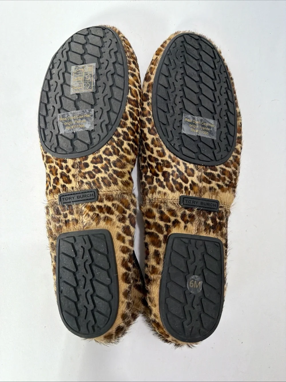 Tory Burch REVA TRAVEL BALLET FLATS Shoes PRINTED HAIR LEOPARD US 6 VGC